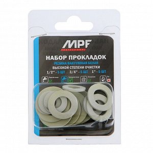 Прокладка резиновая MasterProf, 1/2", 3/4", 1", набор 15 шт., белая