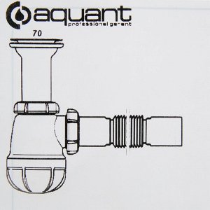 Сифон для мойки Aquant, 1 1/2" x 40/50 мм, с удлиненной горловиной, с пластиковой решеткой