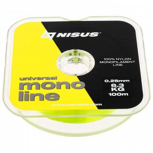 Леска NISUS MONOLINE Fluorescent Yellow 0,25 мм/100 м