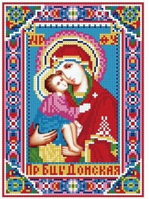 Набор для вышивания бисером 24x30см (частичное заполнение, канва с рисунком) икона Пресвятая Богородица Донская 041