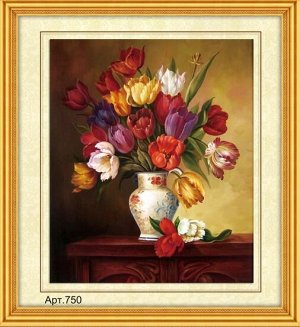 Набор для вышивания бисером 35x45см (частичное заполнение, канва с рисунком) Букет тюльпанов Арт.750