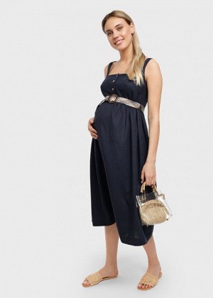 Летнее платье-сарафан с пуговицами и поясом для беременных и кормления "Грация"; синий