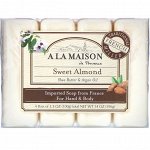 A La Maison de Provence, Мыло для рук &amp; тела, Сладкий миндаль, 4 бруска по 3.5 унции
