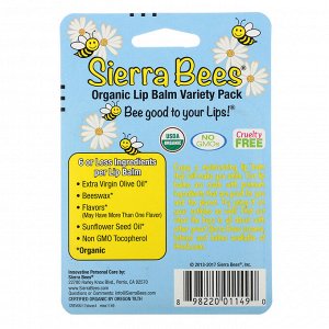 Sierra Bees, набор органических бальзамов для губ, 4 упаковки, весом 4,25 г (0,15 унции) каждый