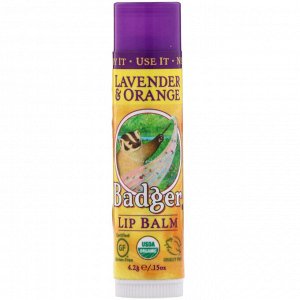 Badger Company, Lip Balm, Lavender & Orange, .15 oz (4.2 g)