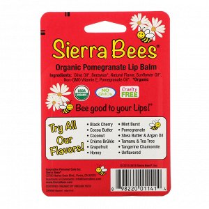 Sierra Bees, Органические бальзамы для губ с запахом граната, 4 в упаковке, 4,25 г (0,15 унции) каждый