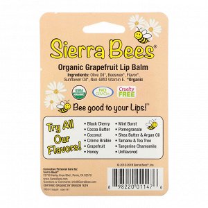 Sierra Bees, Органические бальзамы для губ, грейпфрут, 4 в упаковке, 4,25 г каждый
