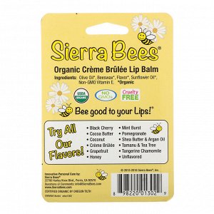 Sierra Bees, Органические бальзамы для губ, крем-брюле, 4 штуки в упаковке весом 0,15 унции (4,25 г) каждая