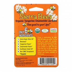 Sierra Bees, Органические бальзамы для губ, мандарин и ромашка, 4 шт. в упаковке, 0,15 унции (4,25 г) каждый