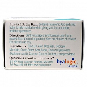 Hyalogic, Episilk, бальзам для губ HA Lip Balm с гиалуроновой кислотой, 14 г (0,5 жидких унций)