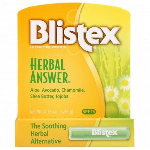 Blistex, Lip Protectant/Sunscreen, SPF 15, Herbal Answer, 0.15 oz (4.25 g)