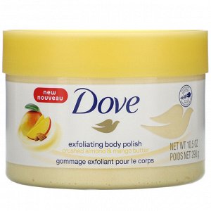 Dove, Отшелушивающий гель для тела, измельченное масло миндаля и манго, 10,5 унций (298 г)