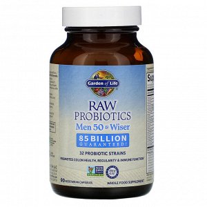 Garden of Life, RAW Probiotics, витамины для мужчин от 50 лет, 85 миллиардов живых культур, 90 вегетарианских капсул