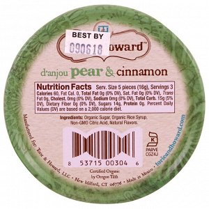 Torie & Howard, Organic, Hard Candy, D&#x27 - Anjou Pear & Cinnamon, 2 oz (57 g)