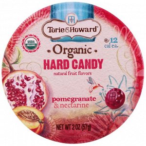 Torie &amp; Howard, Органические, твердые конфеты, гранат и нектарин, 2 унц. (57 г)