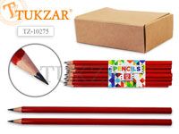 Чернографитный карандаш HB, трехгранный, красный заточенный, без ластика. 12 наборов по 12 шт.Производство Россия.