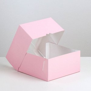 Кондитерская упаковка с окном "Мусс", розовый, 23,5 х 23,5 х 11,5 см