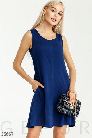 Gepur Синее платье а-силуэта с карманами