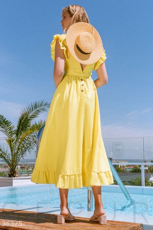 Желтое платье с открытой спинкой