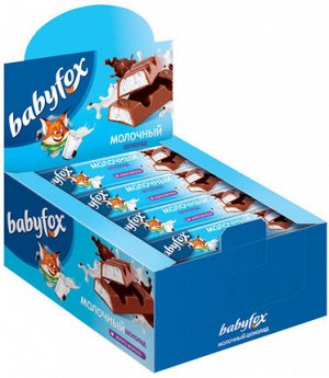 «BabyFox», шоколадный батончик с молочной начинкой, 45 г (упаковка 30 шт.)
