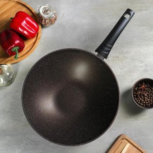 Сковорода-Wok классическая, d=30 см, антипригарное покрытие, кофейный мрамор