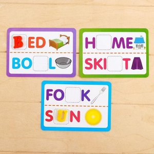 Обучающий набор с магнитными пластиковыми буквами «Читаем по-английски», карточки с заданиями