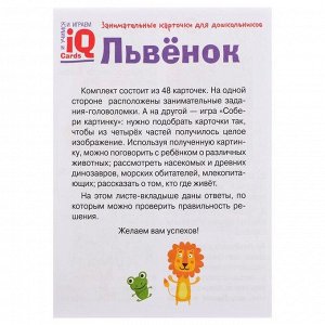 Набор занимательных карточек для дошколят «Львенок», 4+