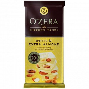 Шоколад O'Zera белый цельгый миндаль White& Extra Almond 90г