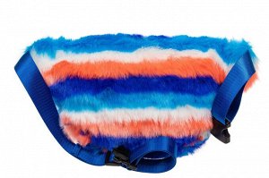 Поясная женская сумка из искусственного меха, цвет сине-голубой