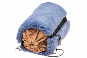 Меховая сумка-ведро, цвет голубой