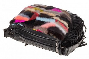 Меховая сумка хобо с бахромой, горизонтальный мультицвет