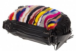 Меховая сумка хобо с бахромой, вертикальный мультицвет