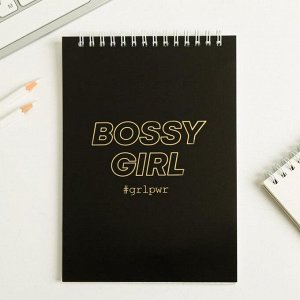 Блокнот с тиснением Bossy Girl, на гребне, А5, 40 листов