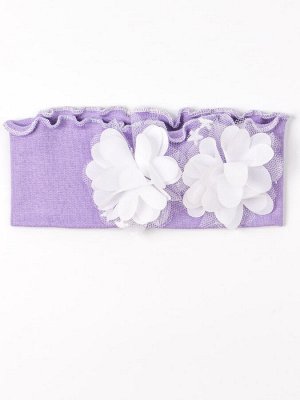 Повязка трикотажная для девочки, два цветка с сеточкой, фиолетовый
