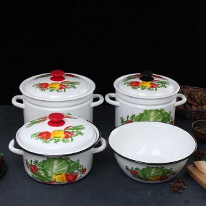 Набор посуды «Огородник», 4 предмета: кастрюли 4 л, 6 л, 8 л, миска 4 л