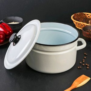Кастрюля эмалированная, 5 л, d=24 см, цилиндрическая, цвет белый