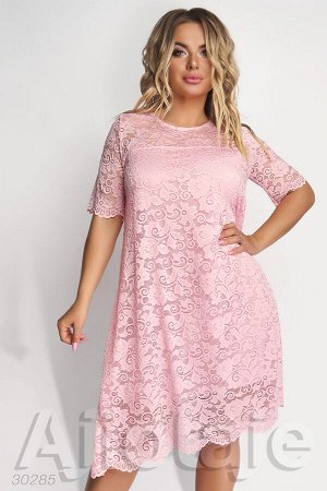 Гипюровое платье розового цвета на подкладке
