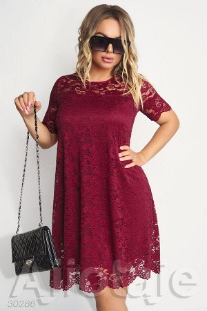 Гипюровое платье бордового цвета на подкладке