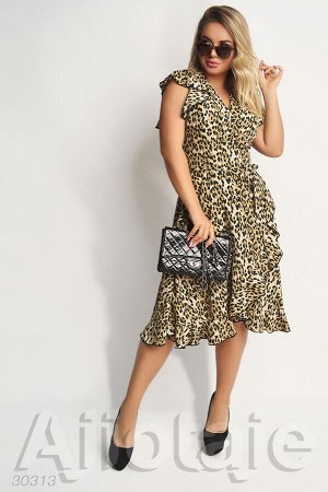 Платье на запах в леопардовый принт