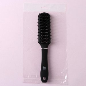 Расчёска массажная, комбинированная щетина, вентилируемая, 4,4 x 24 см, цвет чёрный