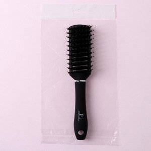 Расчёска массажная, комбинированная щетина, вентилируемая, 4,4 ? 23 см, цвет чёрный