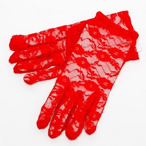 Перчатки кружевные красные