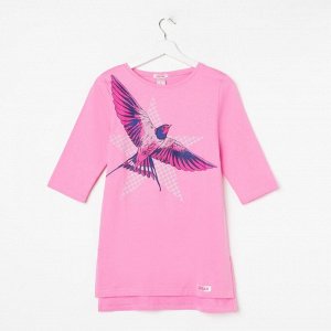 Джемпер удлиненный женский KAFTAN &quot;Птица&quot;, цвет розовый, размер L(48), хлопок 100%