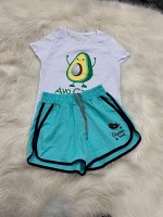 Женский Летний Спортивный костюм 3503 &quot;Футб АвоКардио + Шорты Губы&quot; Белый-Мятный