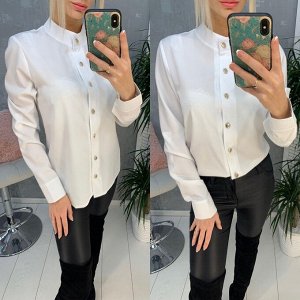 Рубашка Женская 3503 &quot;Однотонная Ворот&quot; Белая