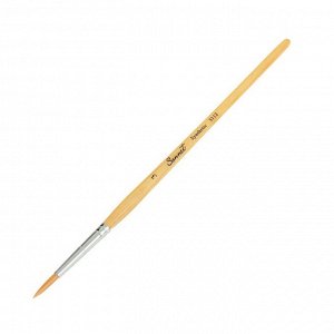 Кисть «Сонет» № 3, синтетика, круглая, короткая ручка, d=3 мм, покрытая лаком