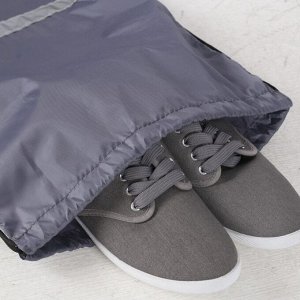 Мешок для обуви, отдел на шнурке, светоотражающая полоса, цвет серый