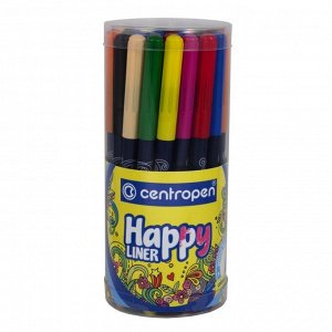 Набор капиллярных ручек 36 штук, Centropen HAPPY LINER 2521, 0.3 мм, пластиковый пенал, цвет микс