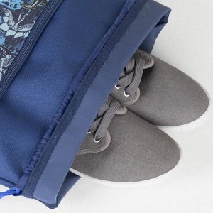 Мешок для обуви на шнурке, наружный карман на молнии, цвет синий