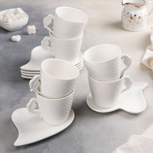 Сервиз керамический чайный «Эстет», 12 предметов: 6 чашек 200 мл, 6 блюдец 16?12 см